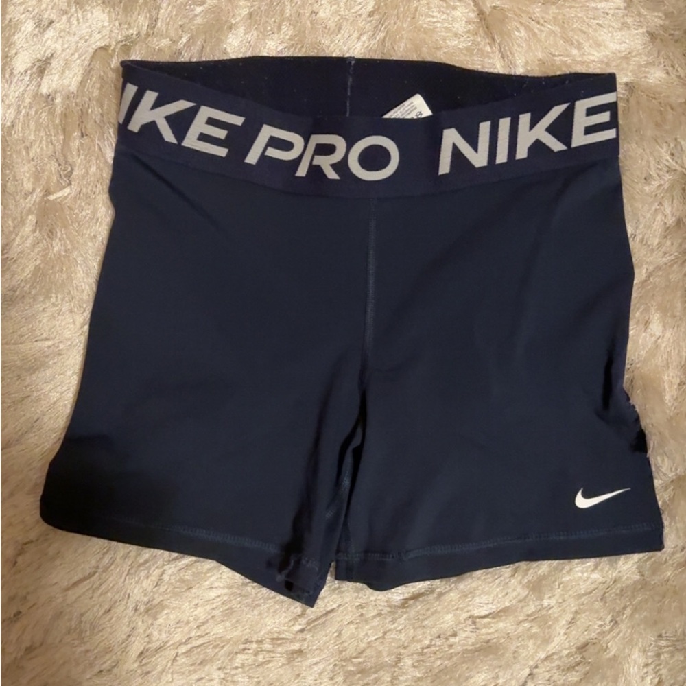 Nike Women's Pro Dark Blue Athletic Shorts 5”